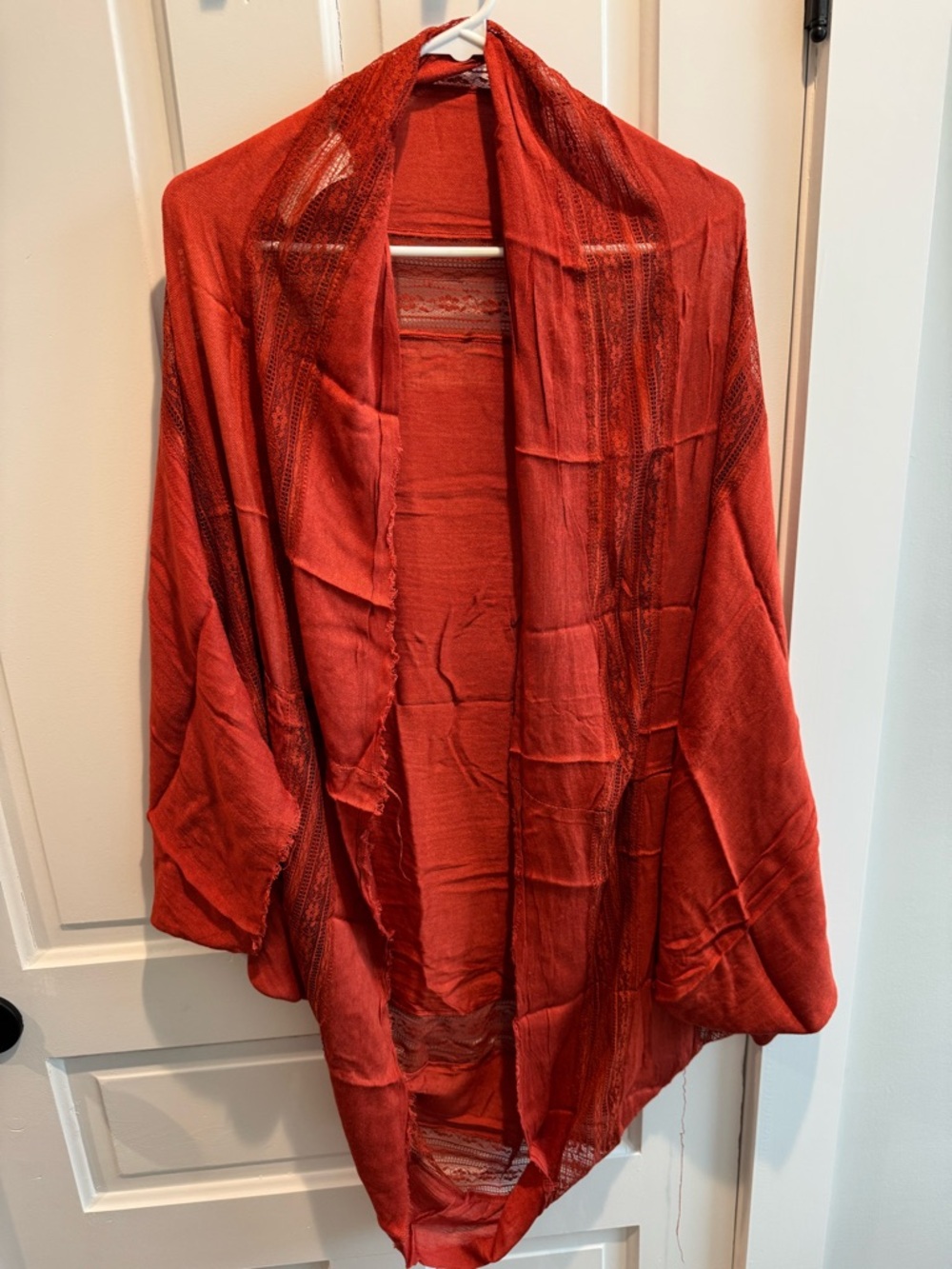 Red Lightweight Open Front Drape Cardigan/Wrap